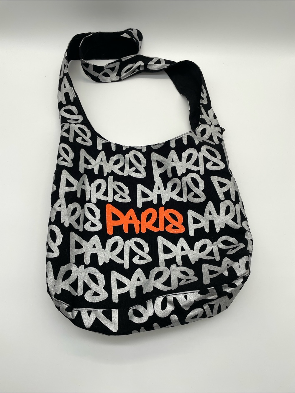 Robin Ruth Paris Canvas Tote Bag Black Silver Graphic Print